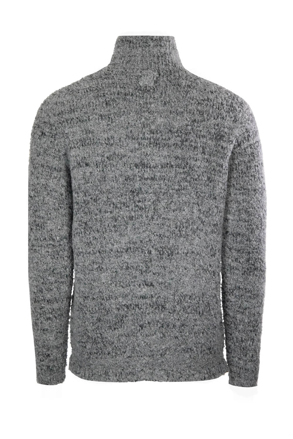 Button-Up High Collar Wool Cardigan Grey/Black