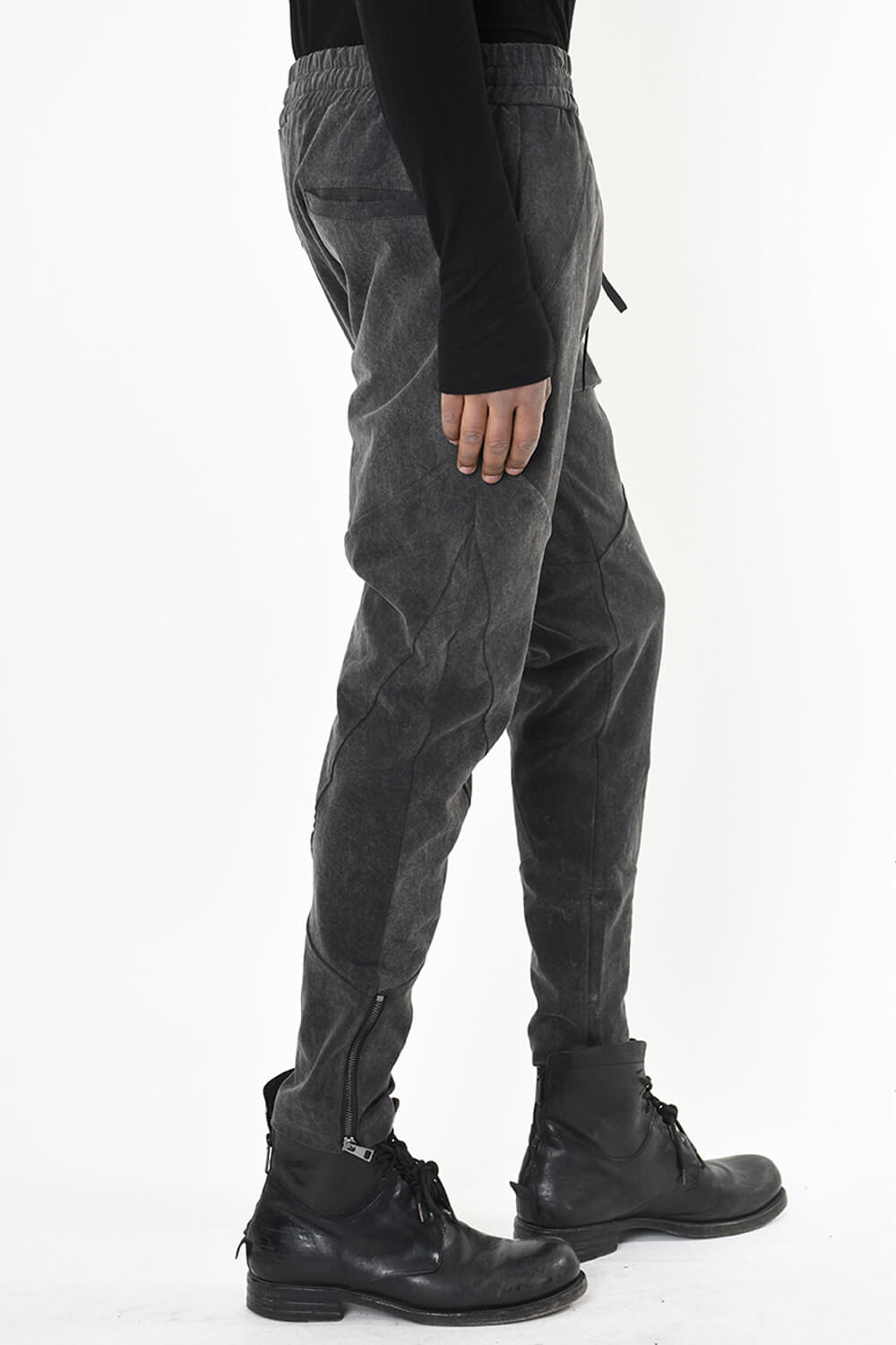 Regular Fit Marble Effect Stretch Cotton Trousers Grey