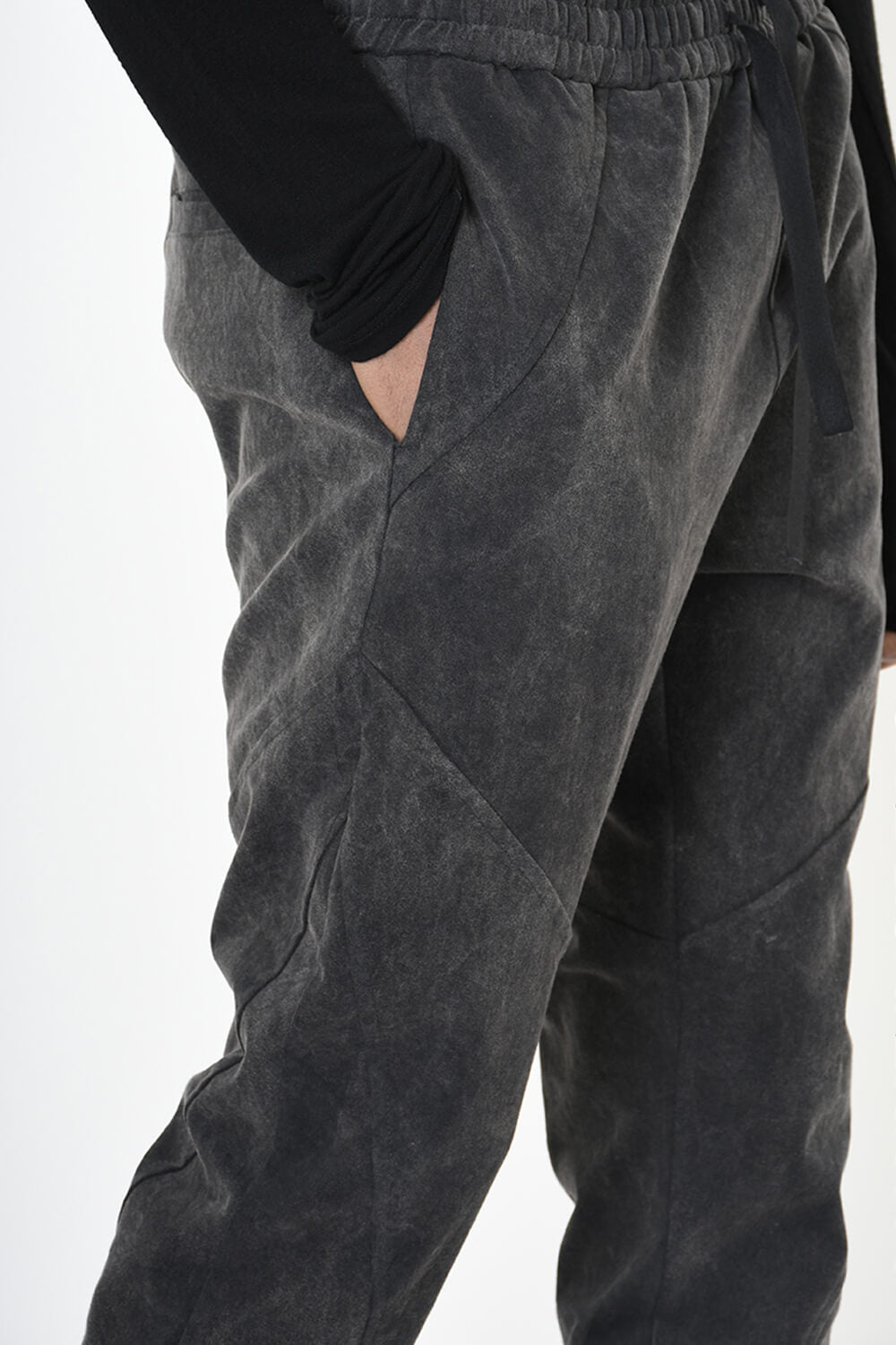 Regular Fit Marble Effect Stretch Cotton Trousers Grey