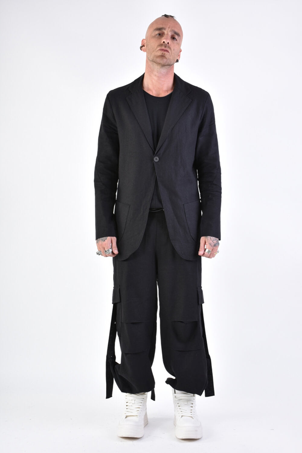 Linen/Viscose Regular Fit Blazer Black