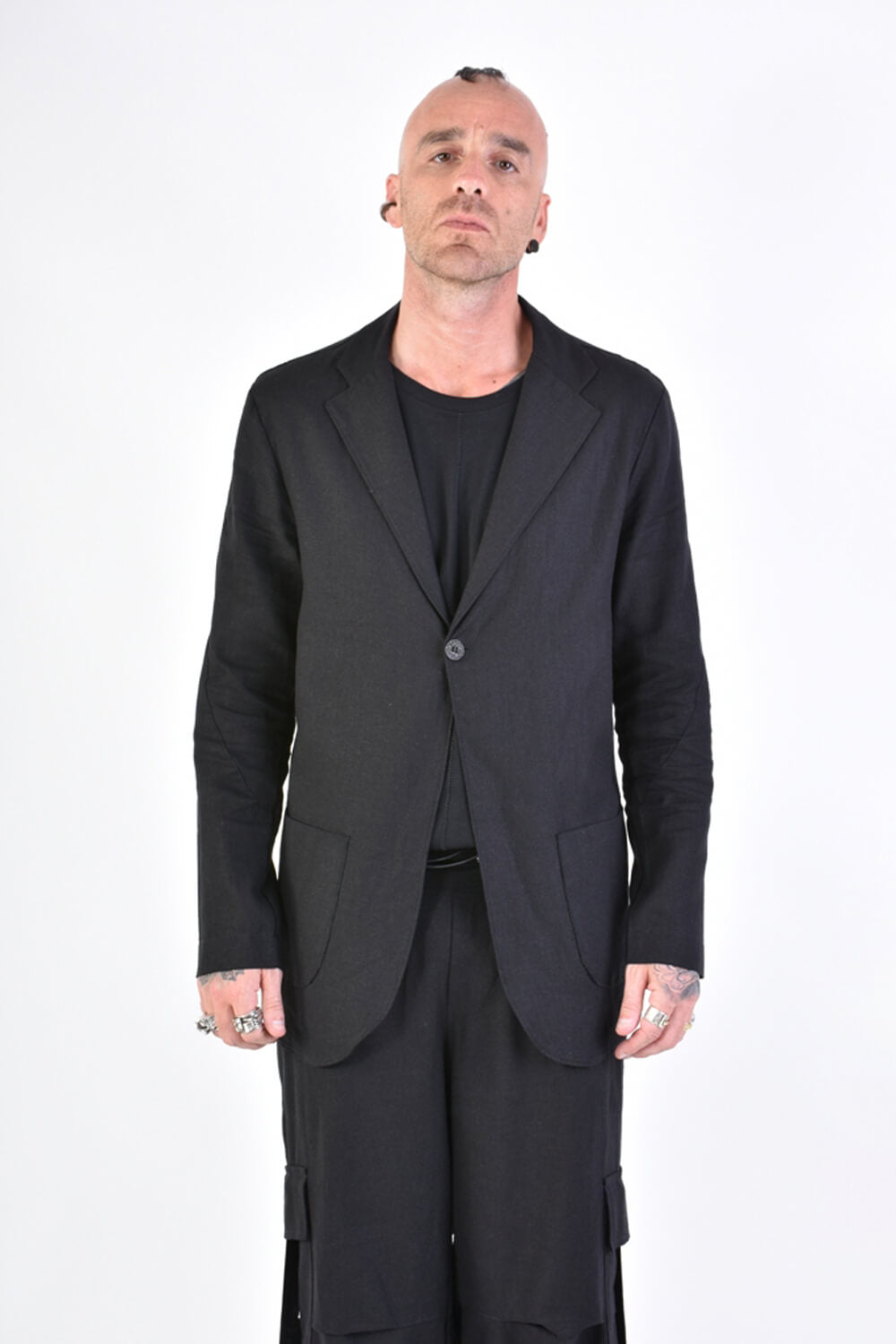 Linen/Viscose Regular Fit Blazer Black