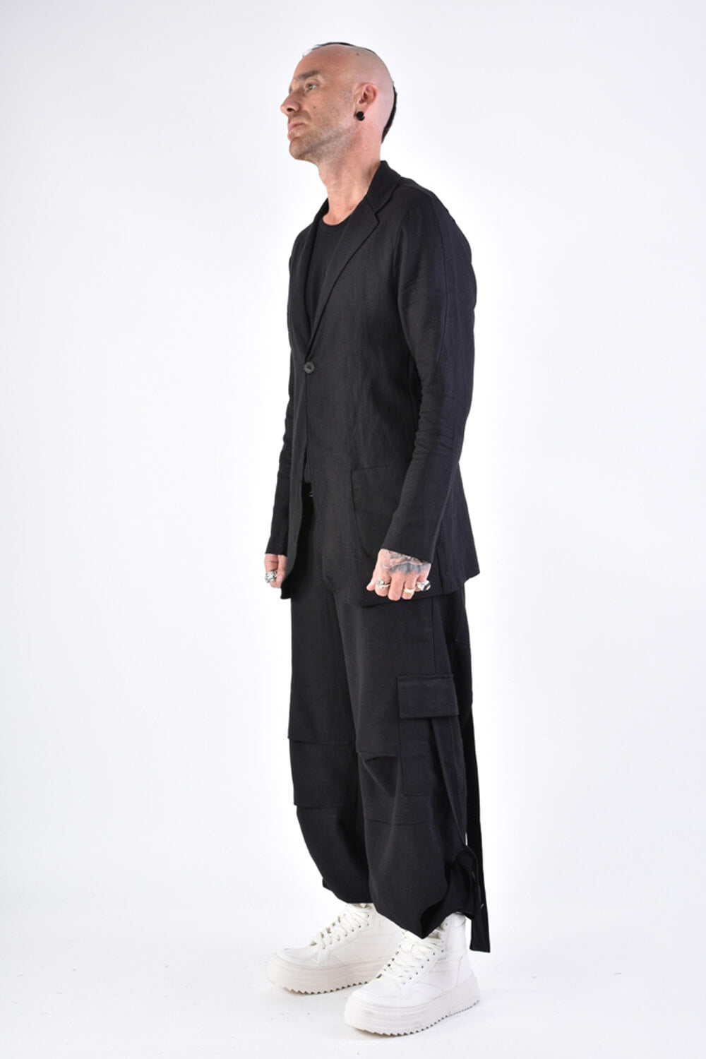 Linen/Viscose Regular Fit Blazer Black