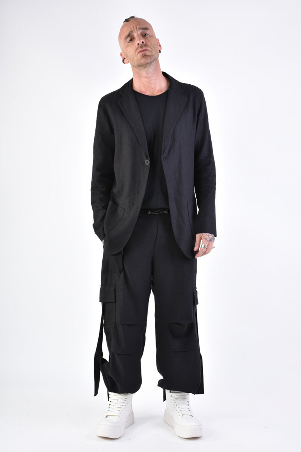 Linen/Viscose Regular Fit Blazer Black