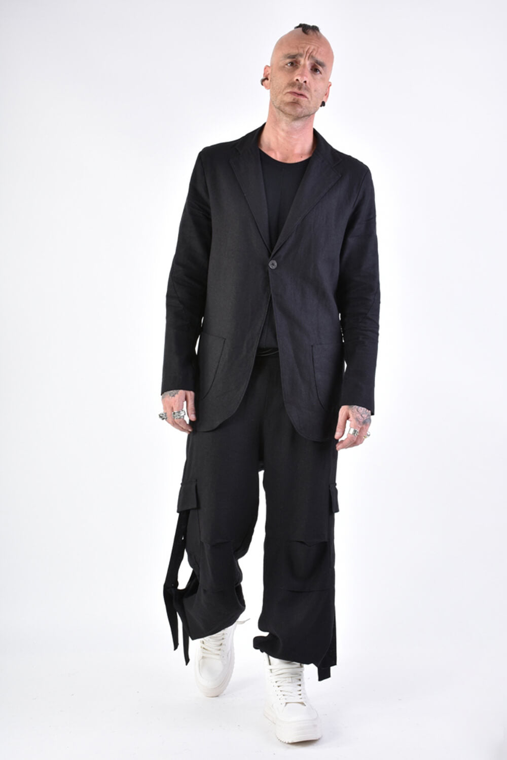 Linen/Viscose Regular Fit Blazer Black