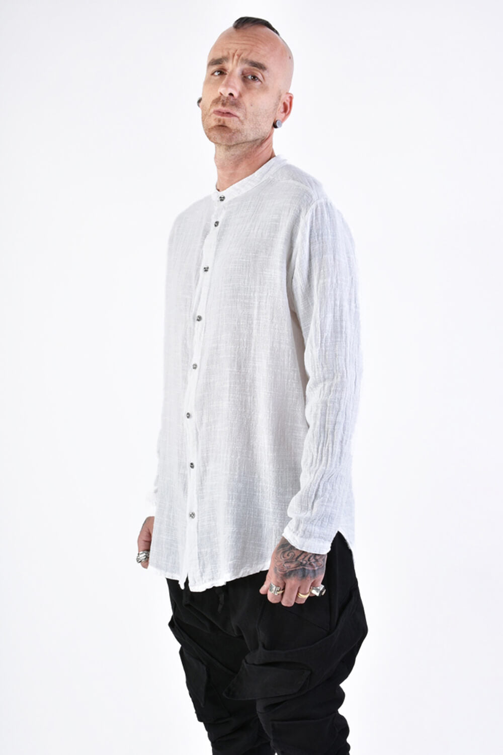 L/S Button-Up Cotton Shirt White