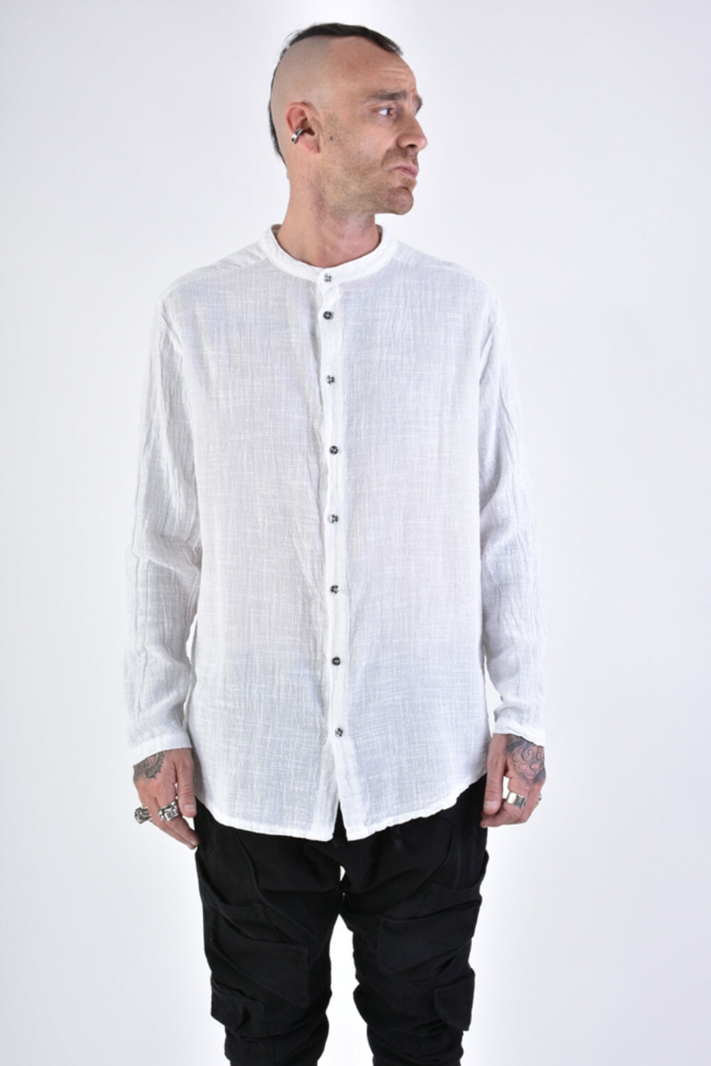 L/S Button-Up Cotton Shirt White