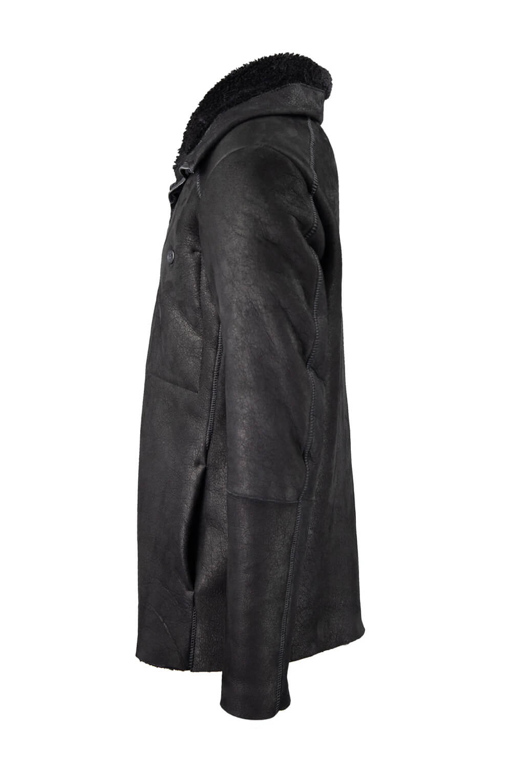 Italian Leather Shearling Bomber Jacket Black