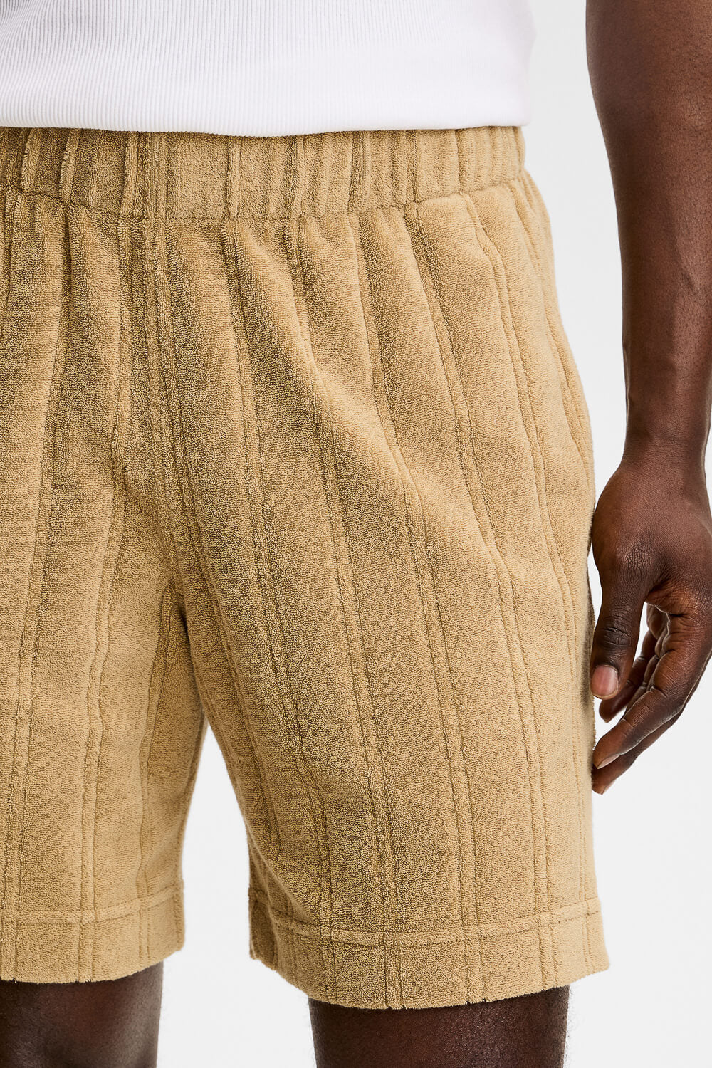 Allan Stripe Terry Shorts Camel