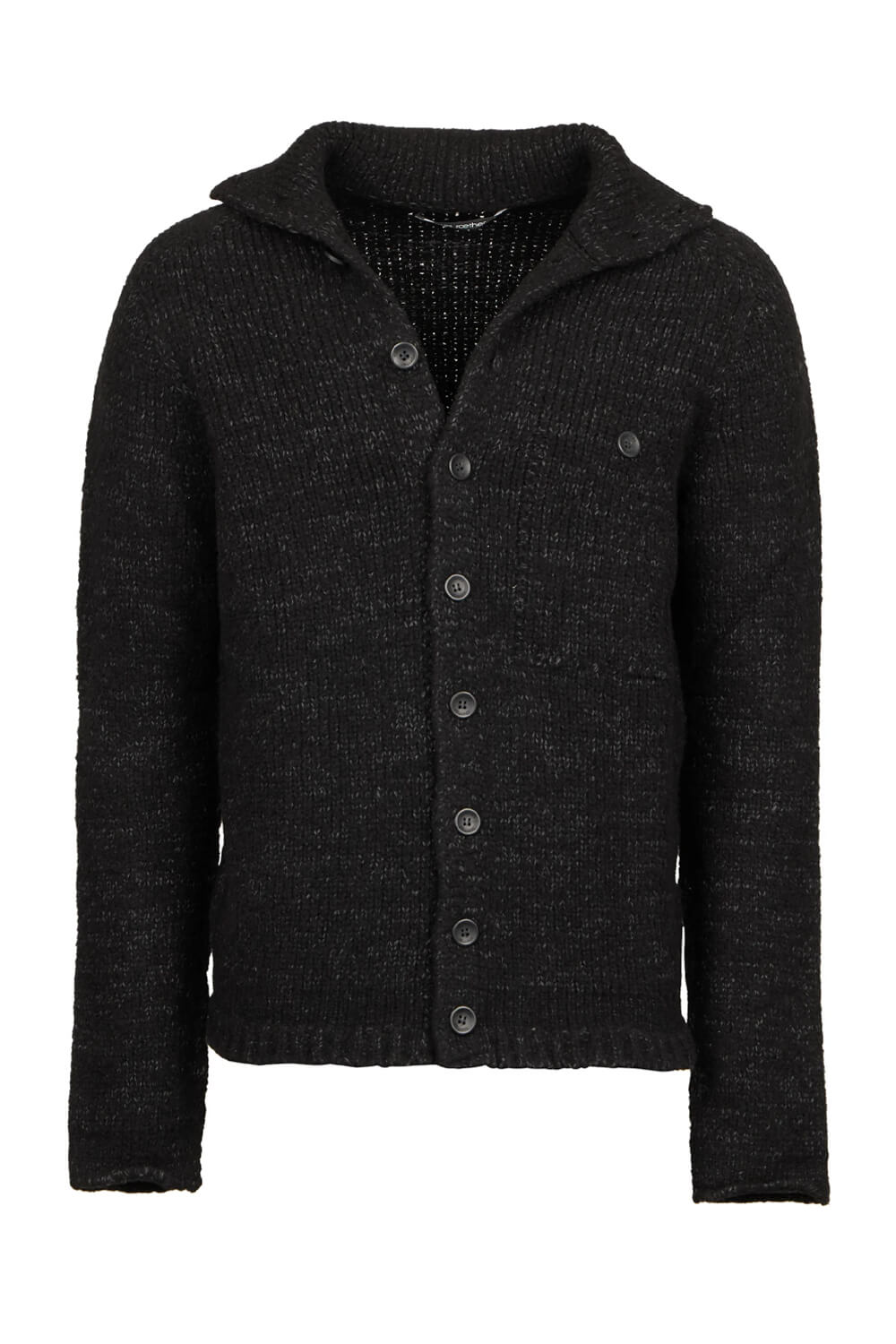 Alpaca Virgin Wool Button-Up Cardigan Black