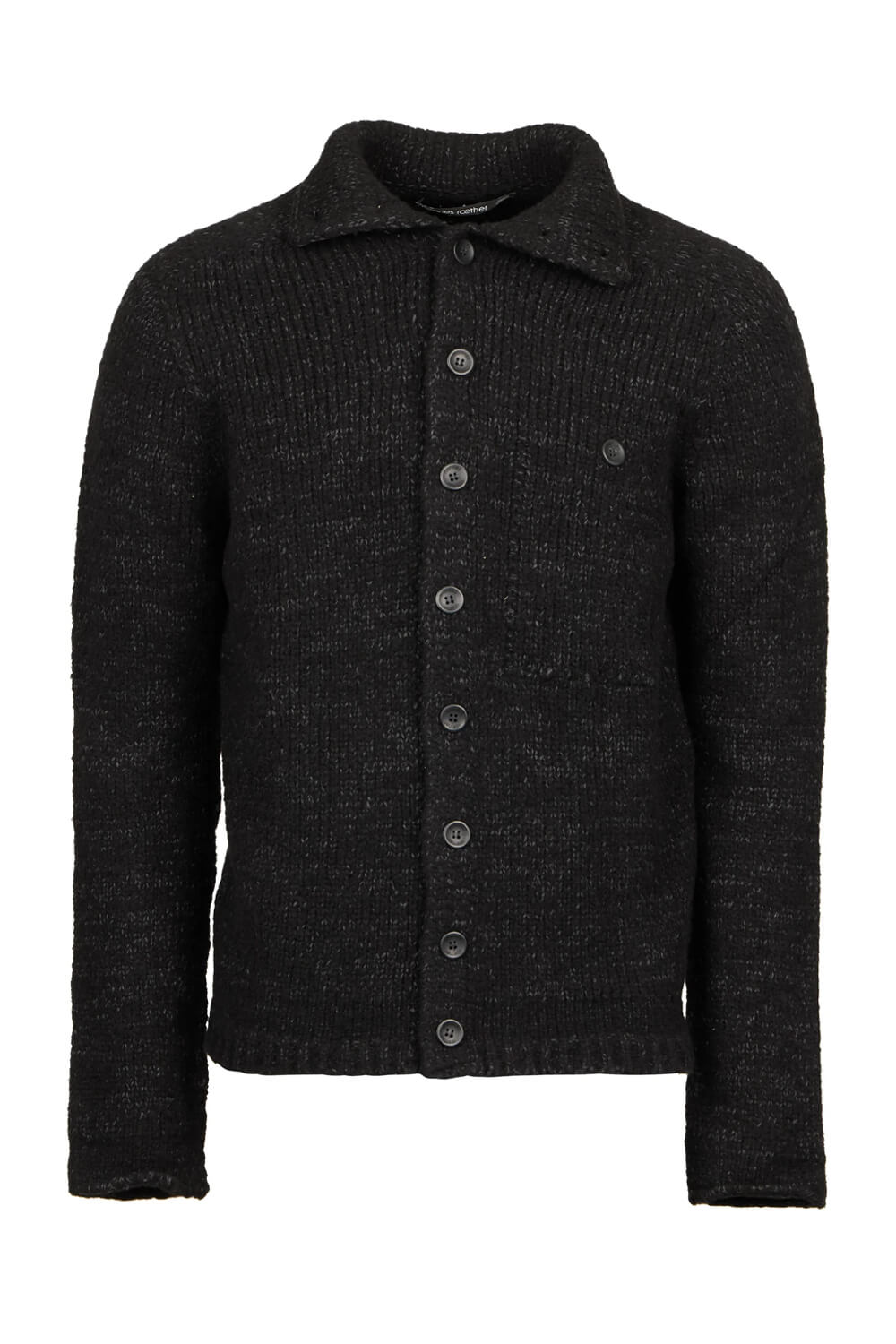Alpaca Virgin Wool Button-Up Cardigan Black