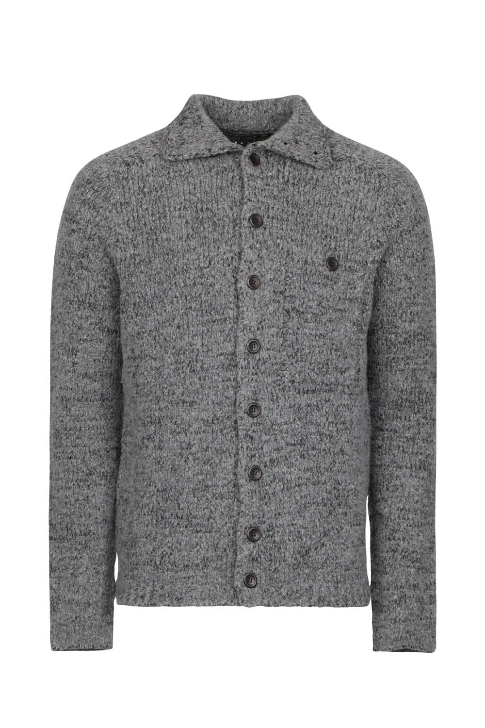 Alpaca Virgin Wool Button-Up Cardigan Charcoal/Grey