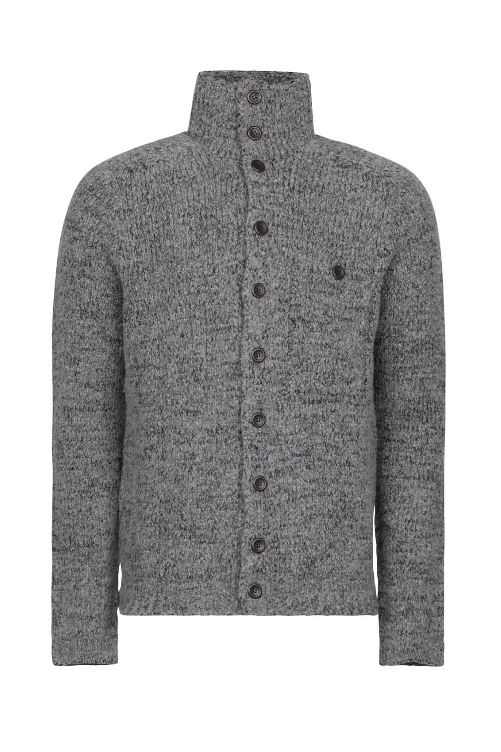 Alpaca Virgin Wool Button-Up Cardigan Charcoal/Grey