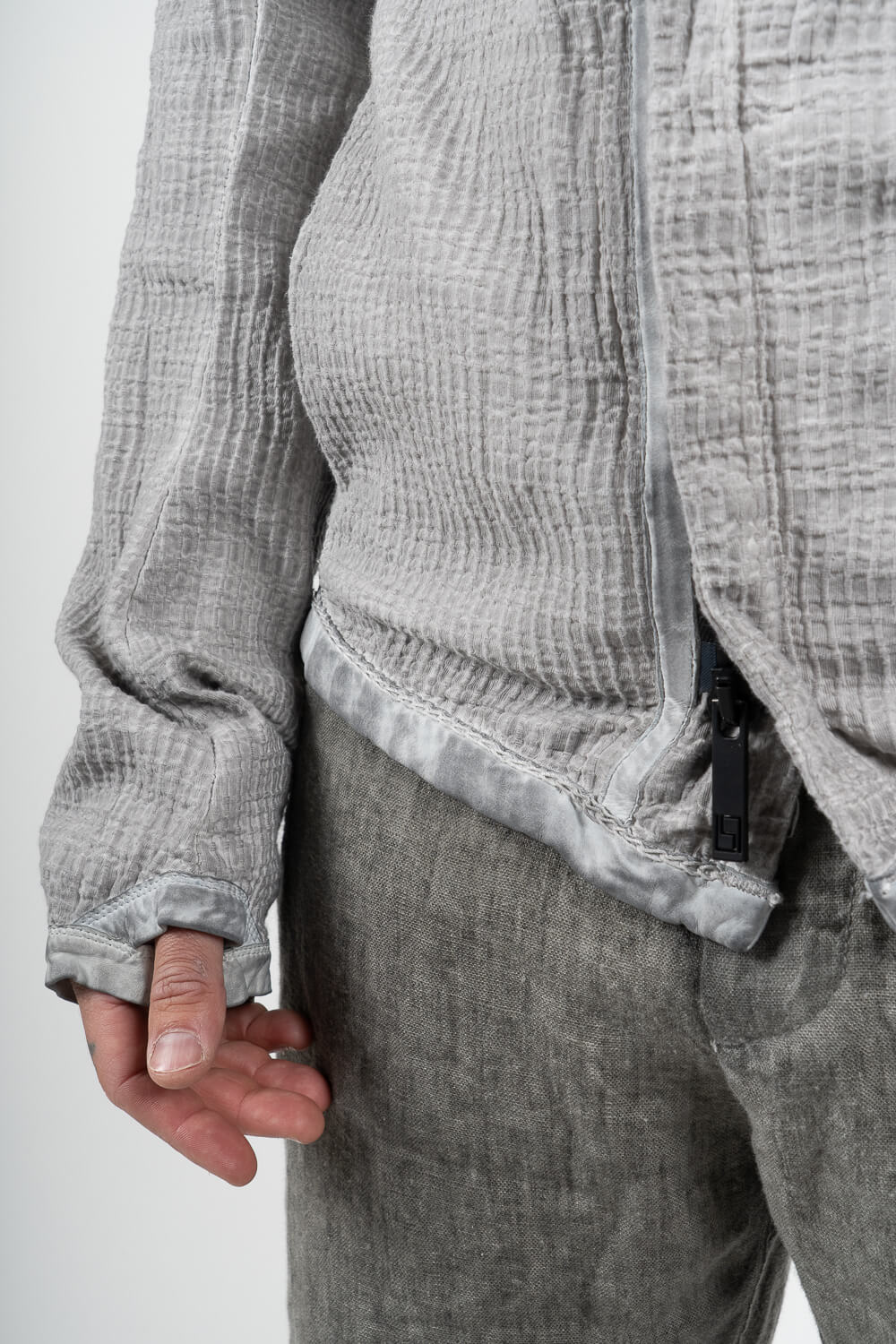 Asymetrique Ondes Zip-Up Jacket Light Grey