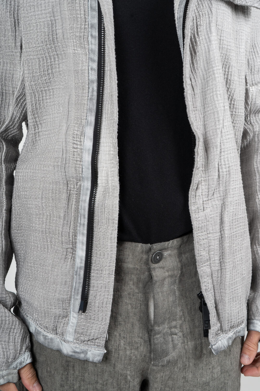 Asymetrique Ondes Zip-Up Jacket Light Grey