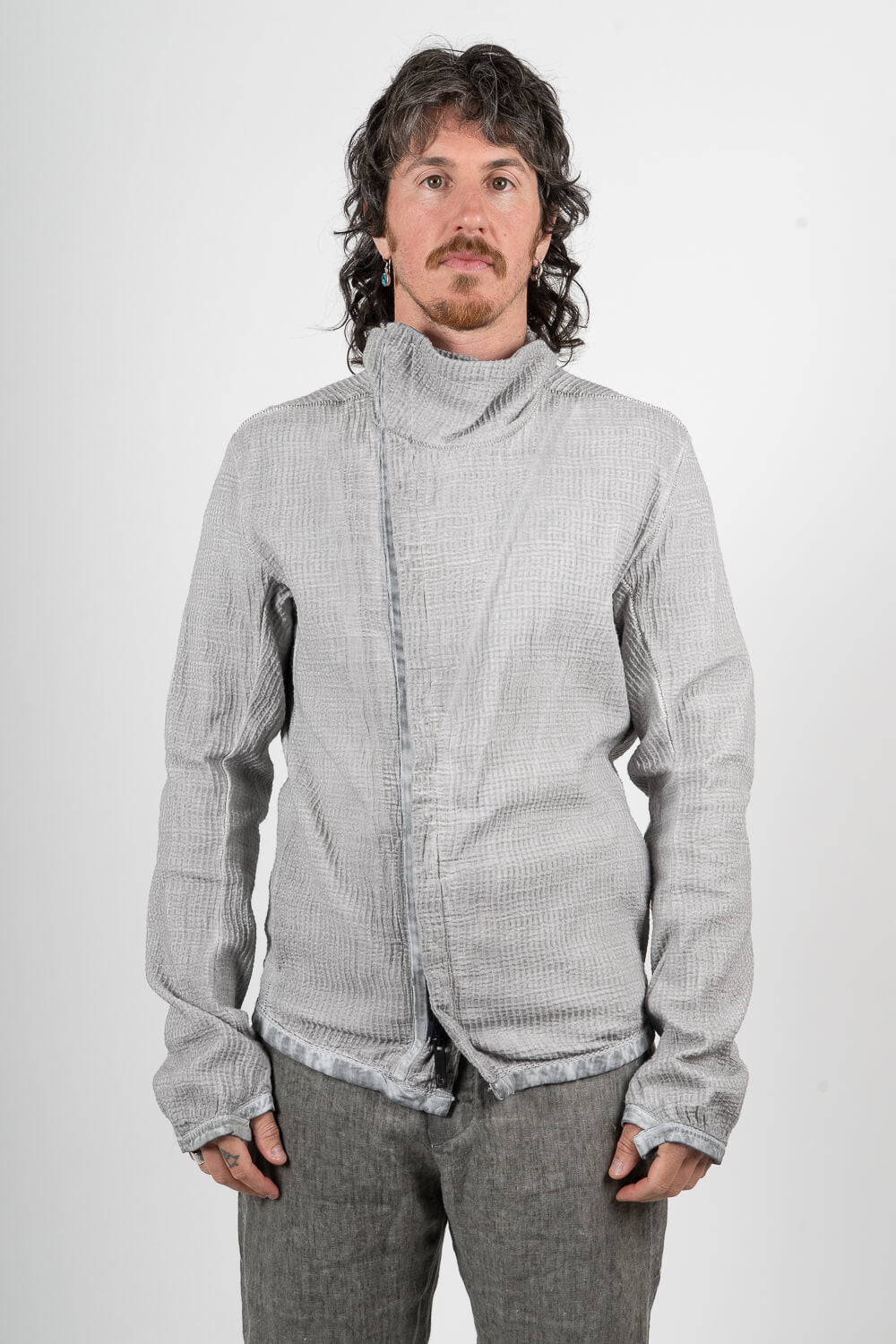 Asymetrique Ondes Zip-Up Jacket Light Grey