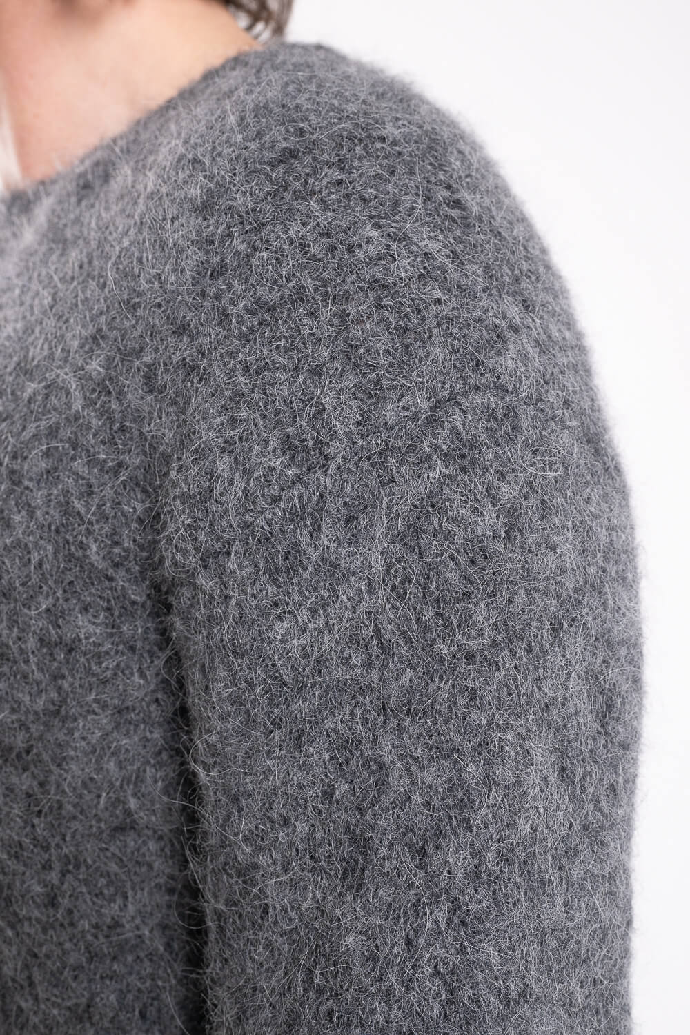 Baby Alpaca Wool Mohair Sweatshirt Grey