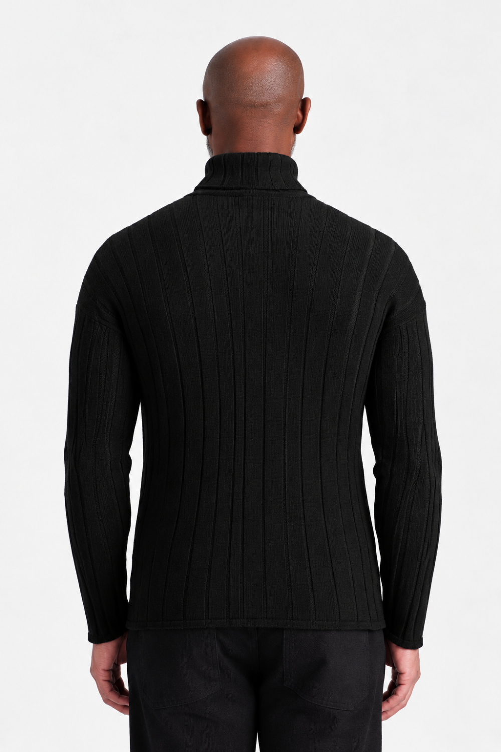 Jacquard Wool-Blend Roll Neck Jumper Black