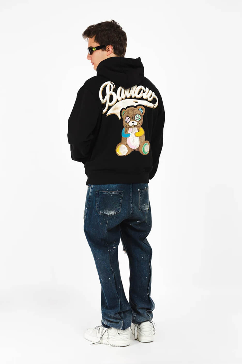 Barrow Bear Print Hoodie Black