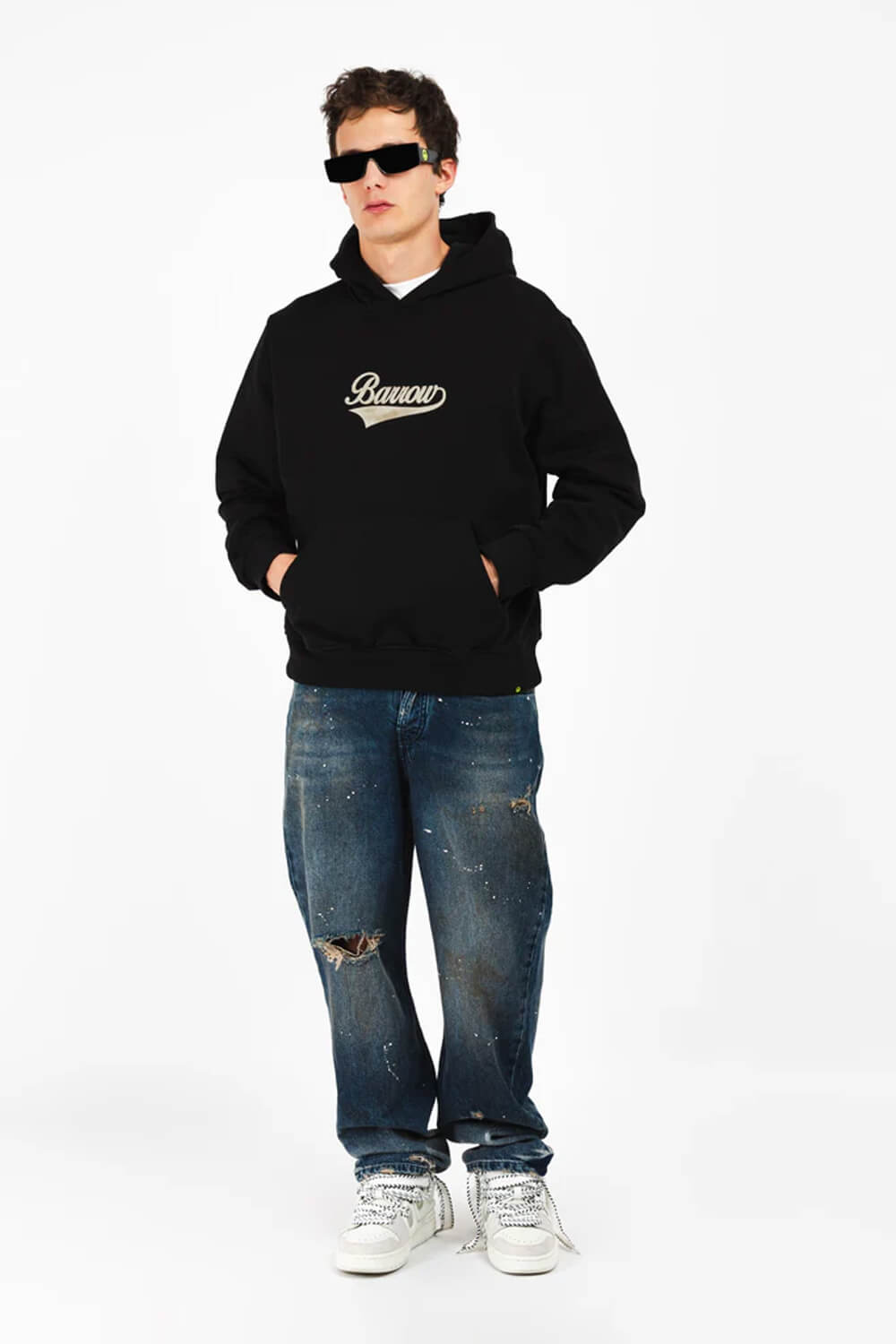 Barrow Bear Print Hoodie Black