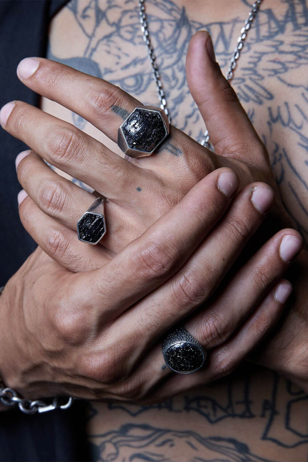Black Aurora Ring Silver W/ Carborundum Stone