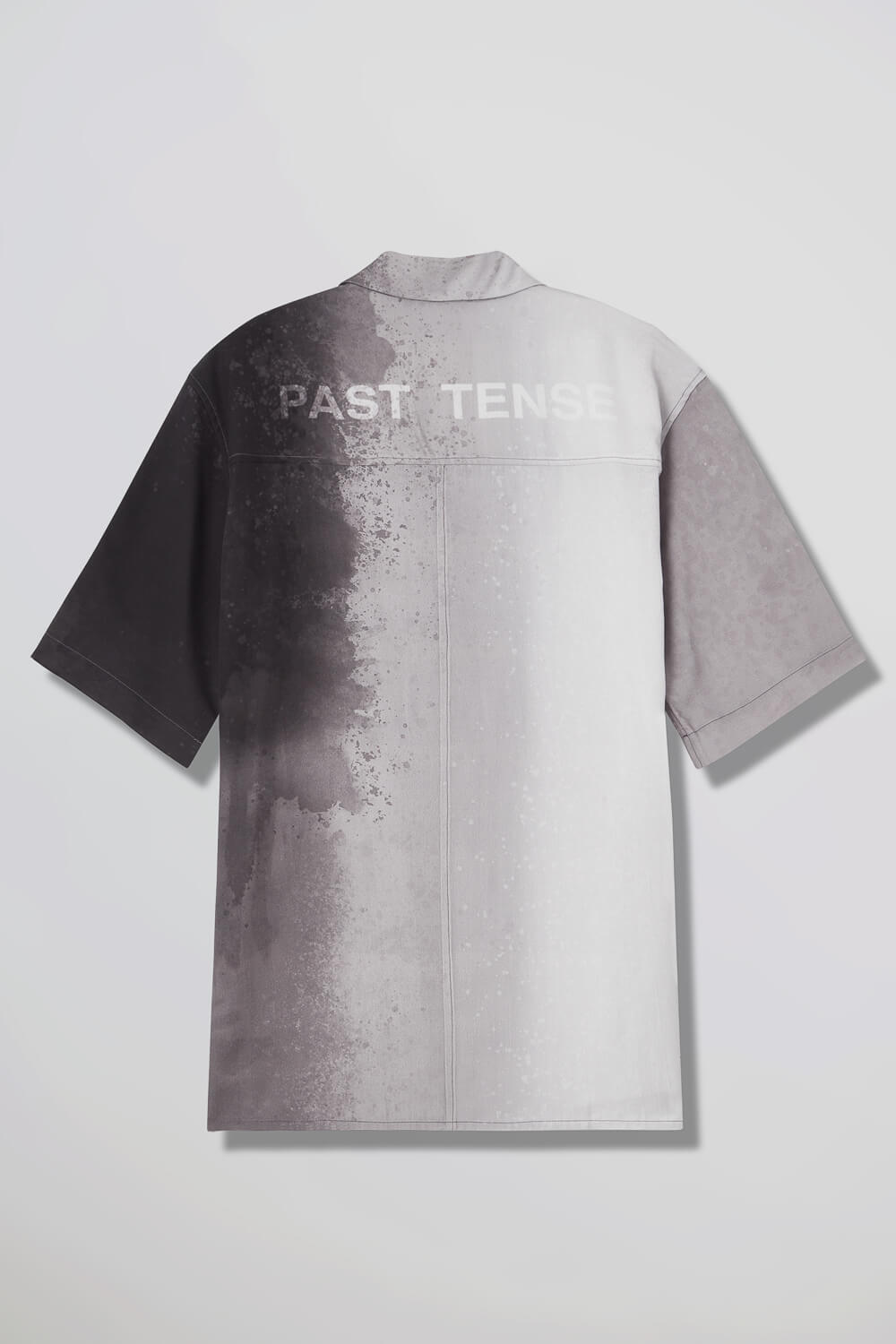 Blurry Print Open Collar S/S Shirt Black