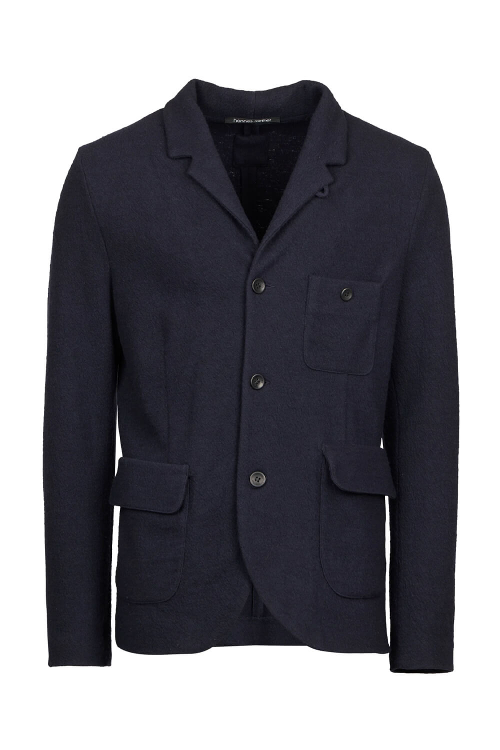 Boiled Wool Front Pocket Blazer Navy