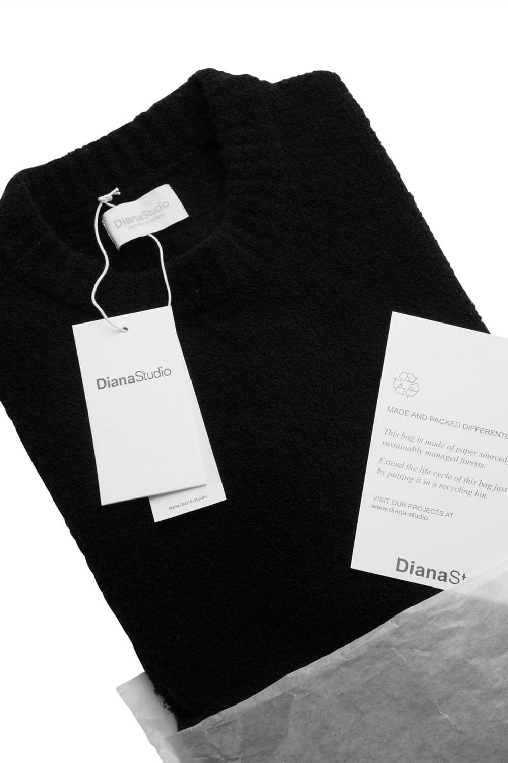 Boiled Wool Round Neck Sweater Black