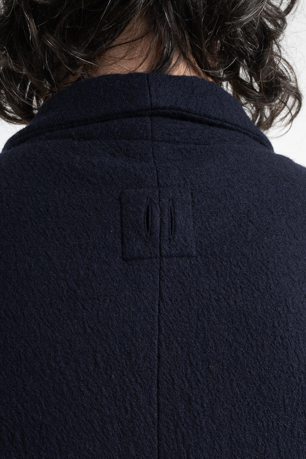 Boiled Wool Front Pocket Blazer Navy