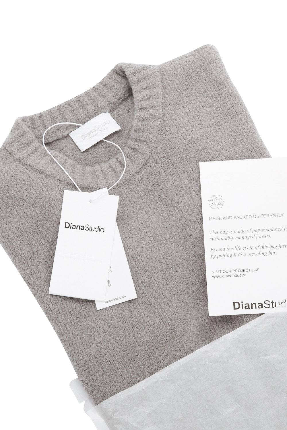 Boiled Wool Round Neck Sweater Light Grey