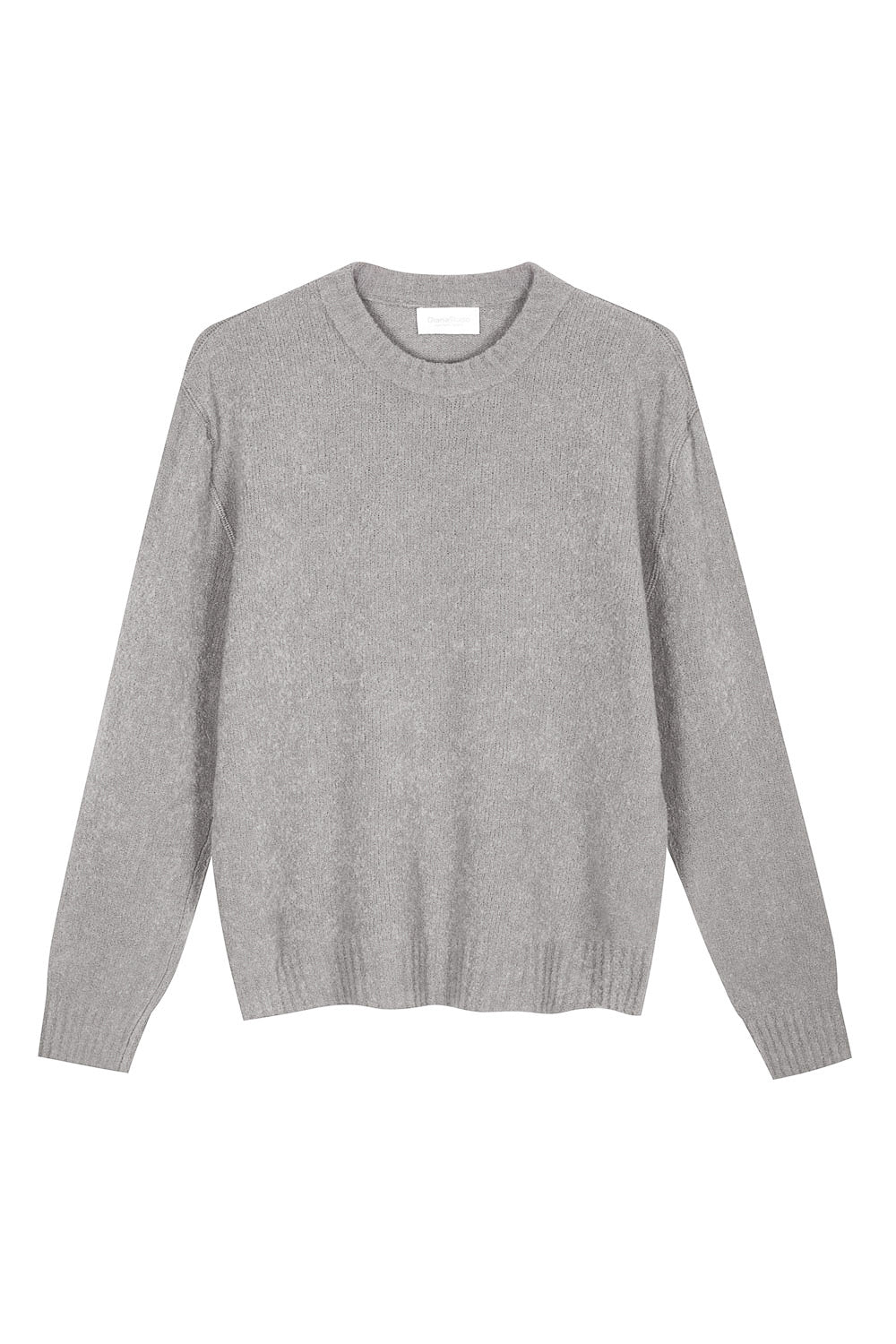 Boiled Wool Round Neck Sweater Light Grey