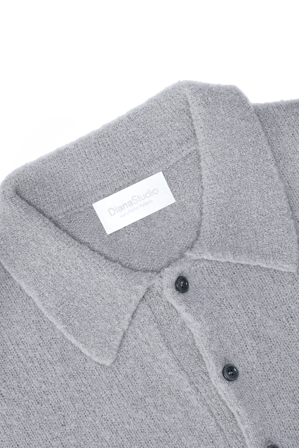 Boiled Wool L/S Polo Light Grey