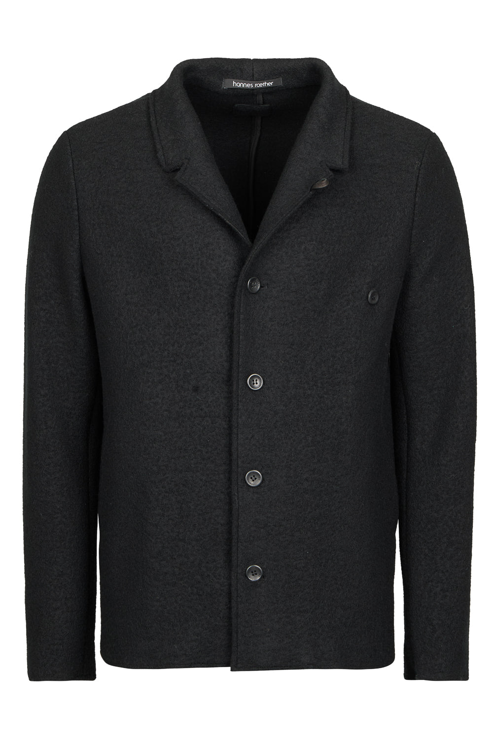 Boiled Wool Shawl Collar Jacket Black