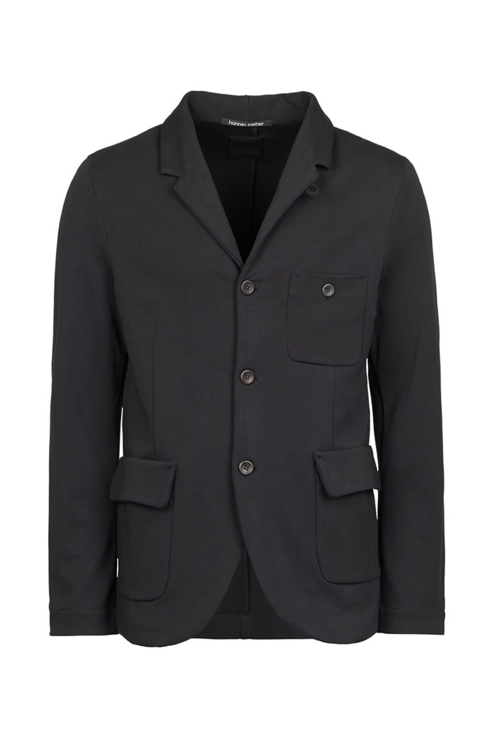 Button-Up Front Pocket Velvet Blazer Black