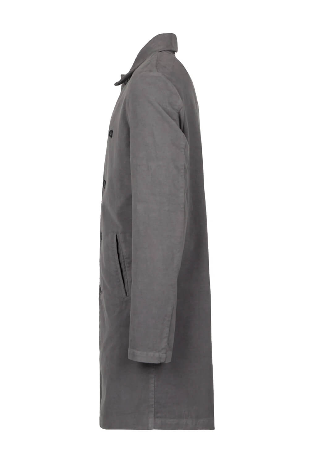 Button-Up Moleskine Long Coat Charcoal/Grey