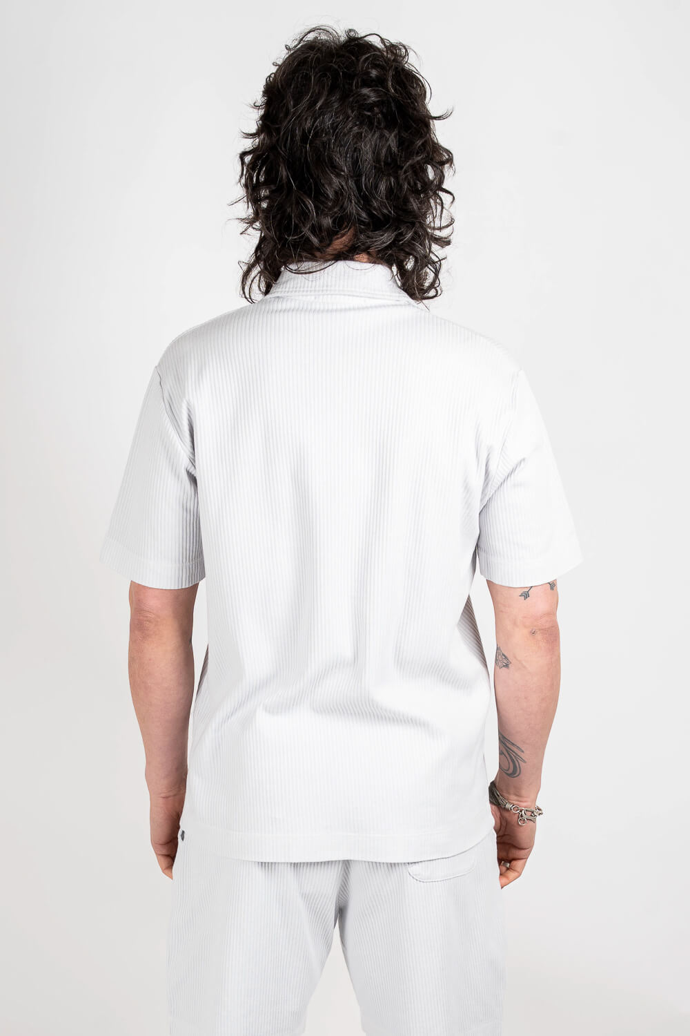 Button-Up Jersey Cotton Rib Shirt White