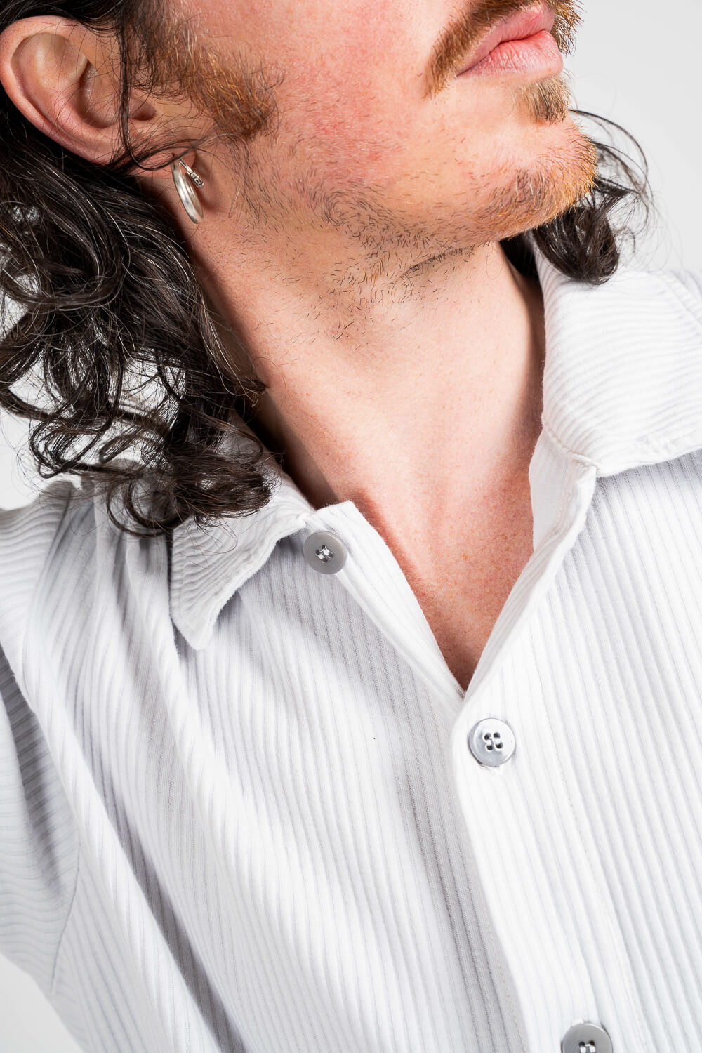 Button-Up Jersey Cotton Rib Shirt White