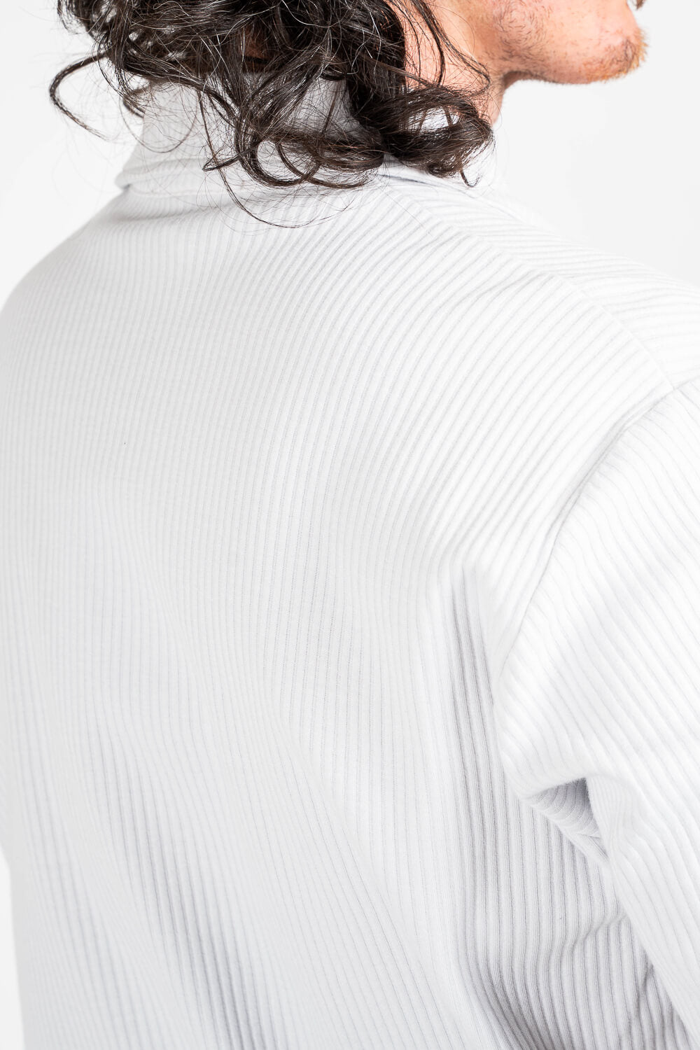 Button-Up Jersey Cotton Rib Shirt White