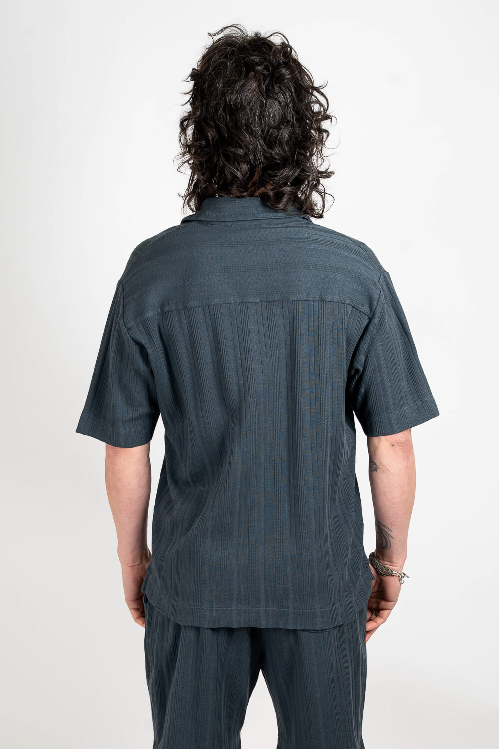 Button-Up Patterned Jersey Shirt Charcoal