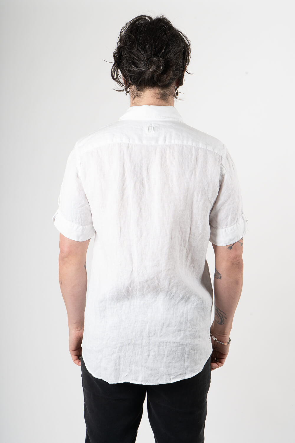 Button-Up Short Sleeved Linen Shirt White