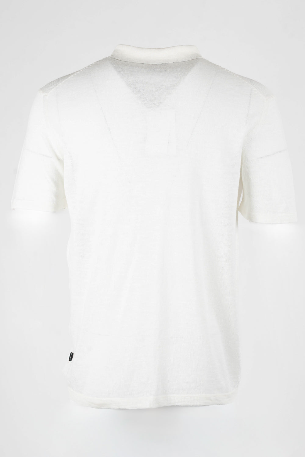 Button-Up Linen Polo Shirt White