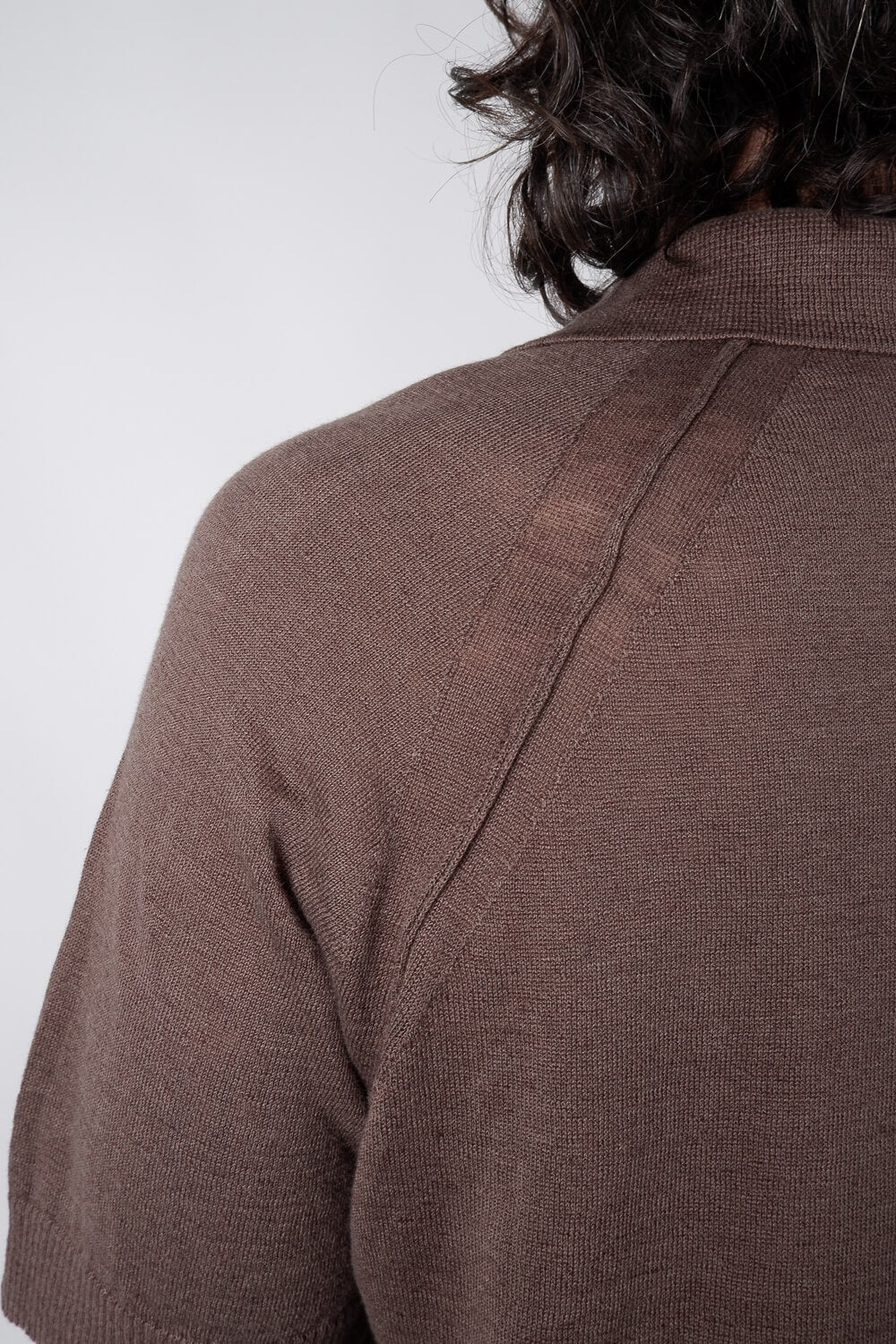 Button Up Linen Polo Brown