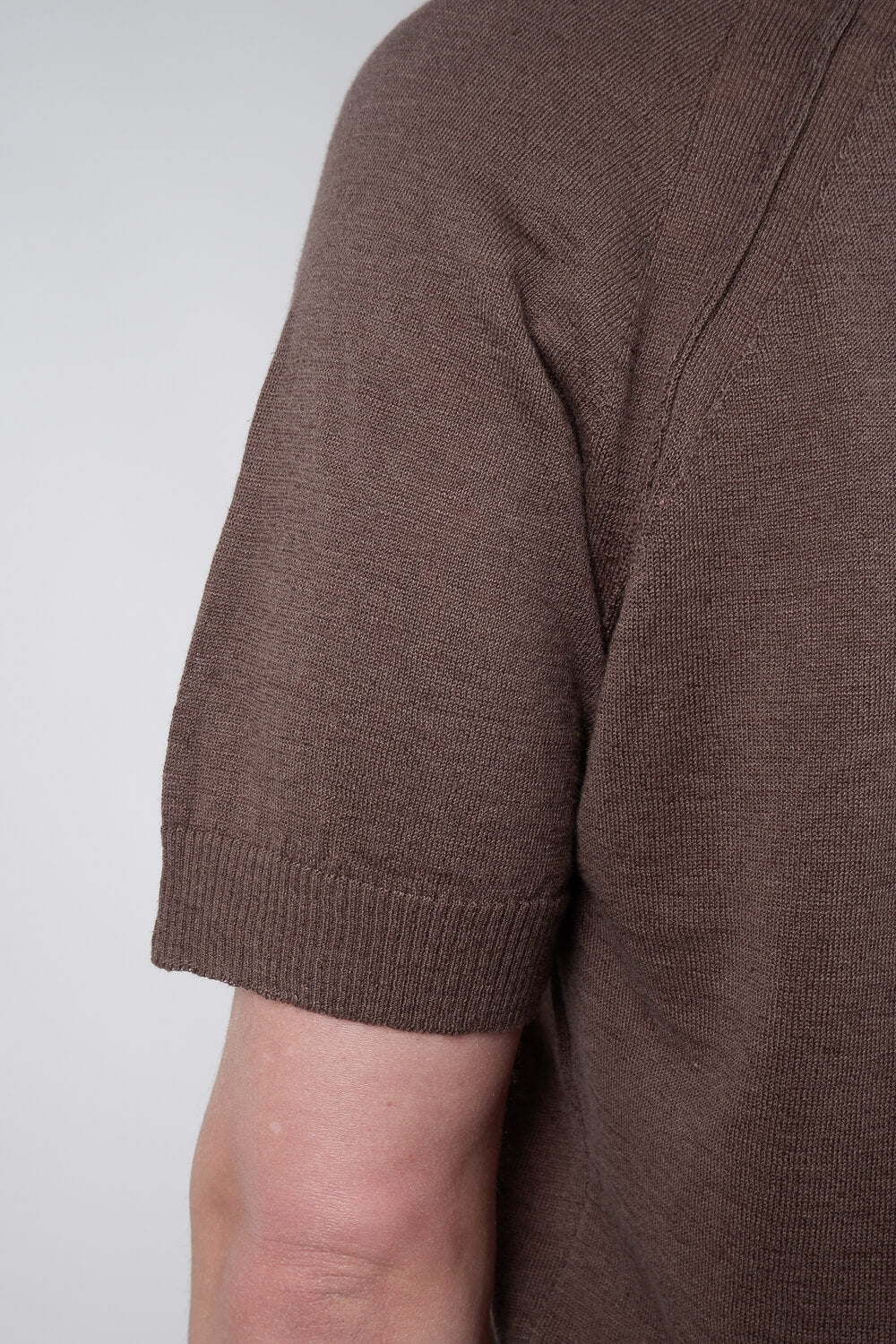Button Up Linen Polo Brown