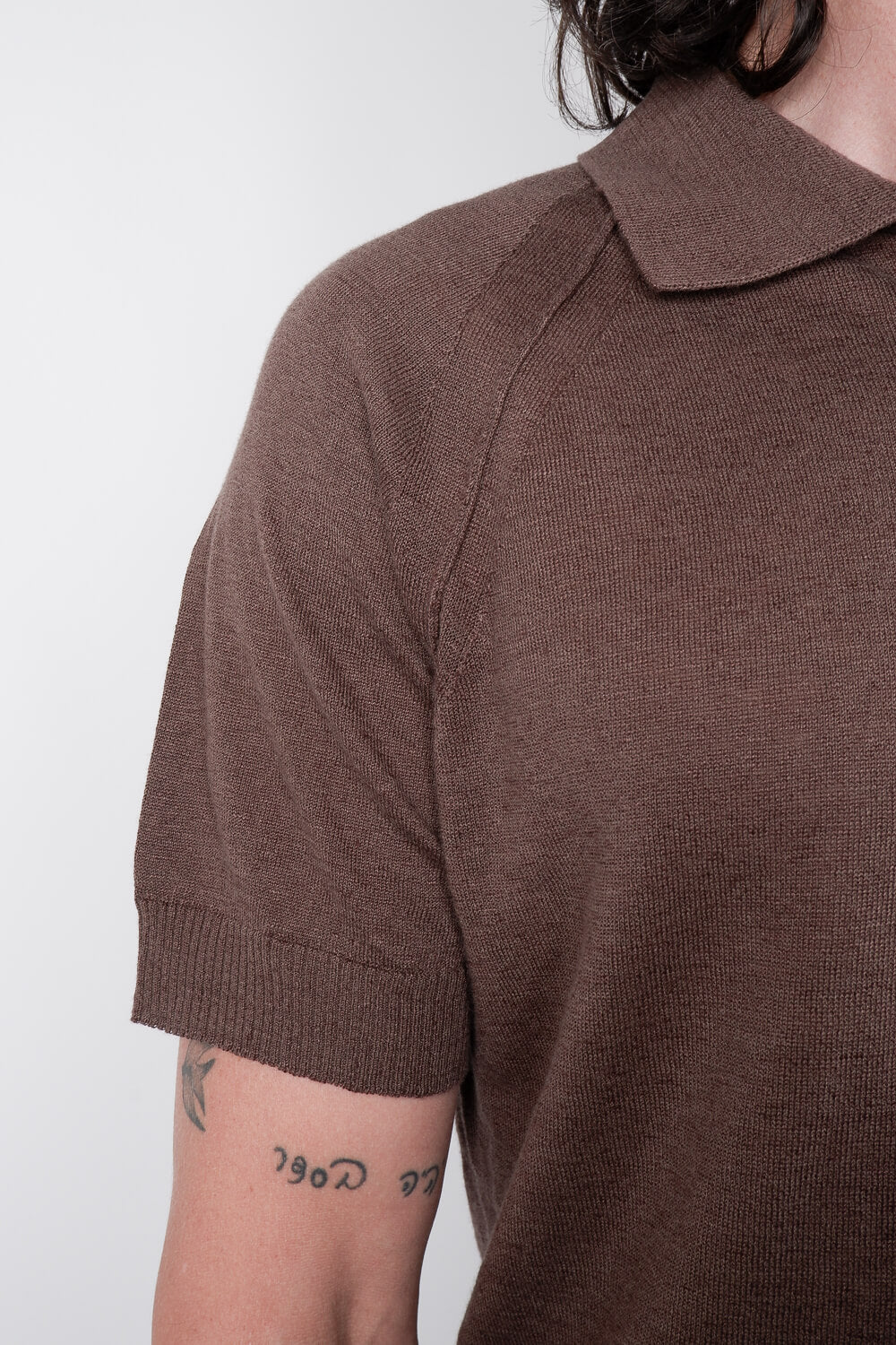 Button Up Linen Polo Brown