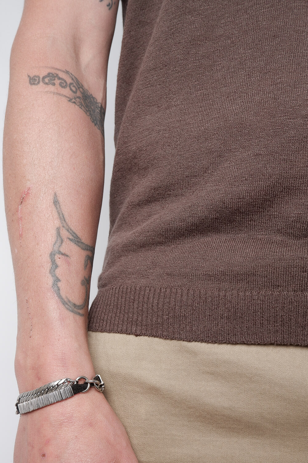 Button Up Linen Polo Brown