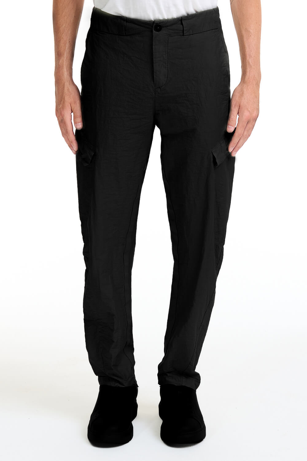 Ultra Lightweight Tape Detail Cargo Trousers Black