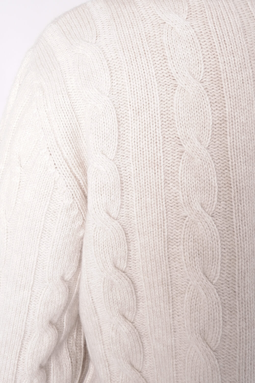 Cable Lana Merino Extra Fine Roll Neck Sweater Beige