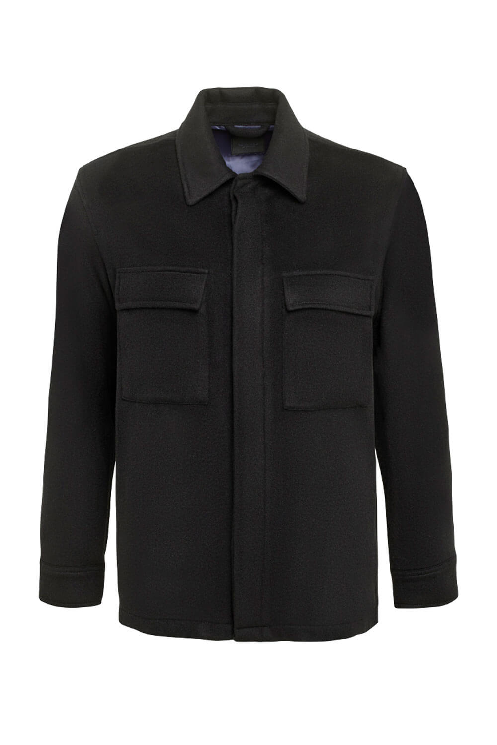 Cashmere Front Pocket Overshirt Black