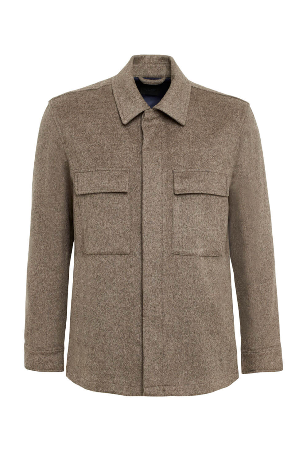 Cashmere Front Pocket Overshirt Dark Sand