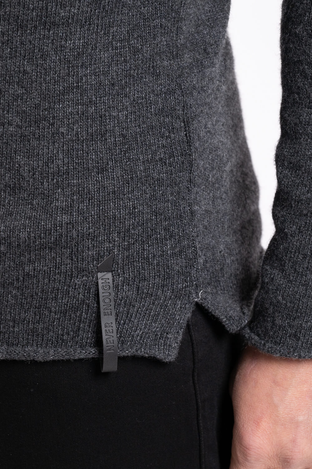 Cashmere Blend Paint Effect Turtle Neck Jumper Charcoal/White