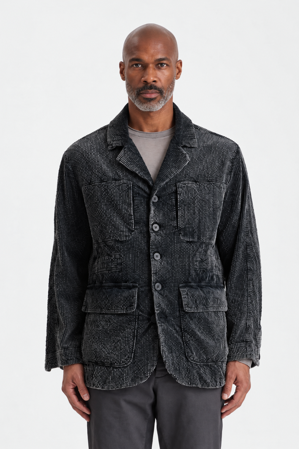 Relaxed-Fit Corduroy Field Jacket Charcoal